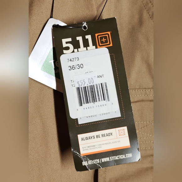 5.11 Taclite Pro Pants 36x30 Relaxed Fit Khaki Cargo Teflon - Picture 8 of 15